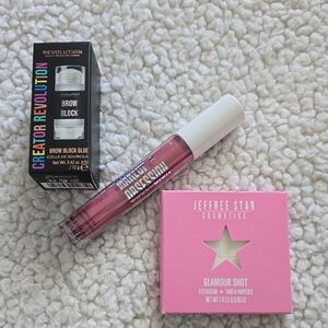 Jeffree star Eyeshadow.💥 Makeup obsession Lip gloss💥 revolution brow Block.